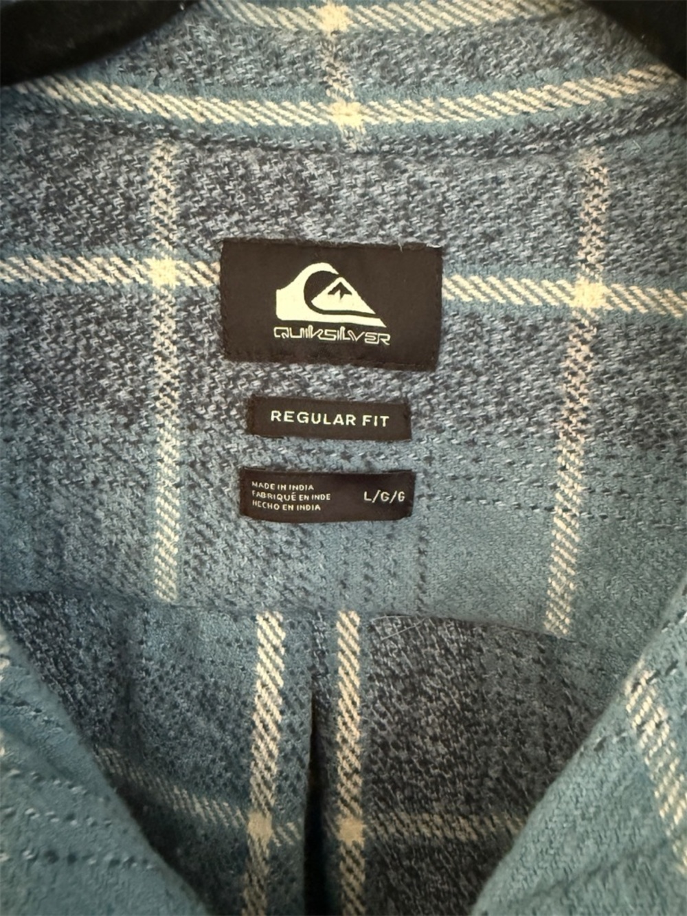 Quiksilver Blue Plaid Flannel Shirt Jacket Cotton Size Large - Picture 6 of 6